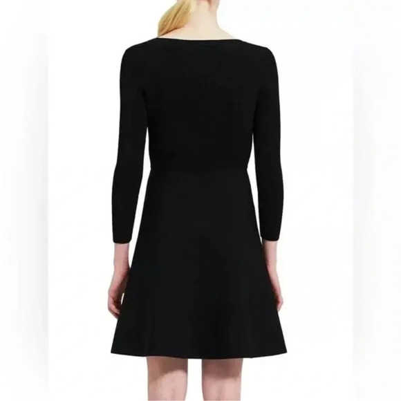 Theory Flared Mini Dress in Crepe Knit  Black Size M Orig. $495 NWT - Picture 4 of 6